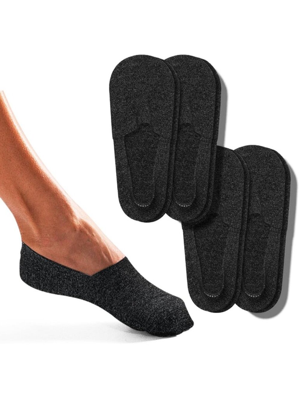 Cozy Merino Wool No Show Socks - 4 Pairs, Soft & Breathable, Perfect Fit